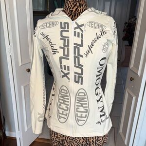 Vintage 1993 Norma Kamali OMO Gym Supplex Graphic Jacket L